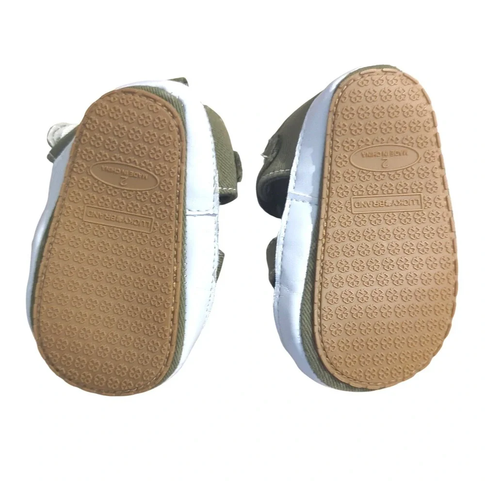 Lucky Brand Infant Size 2‎ Olive Green Canvas Fisherman Sandals Crib Shoes